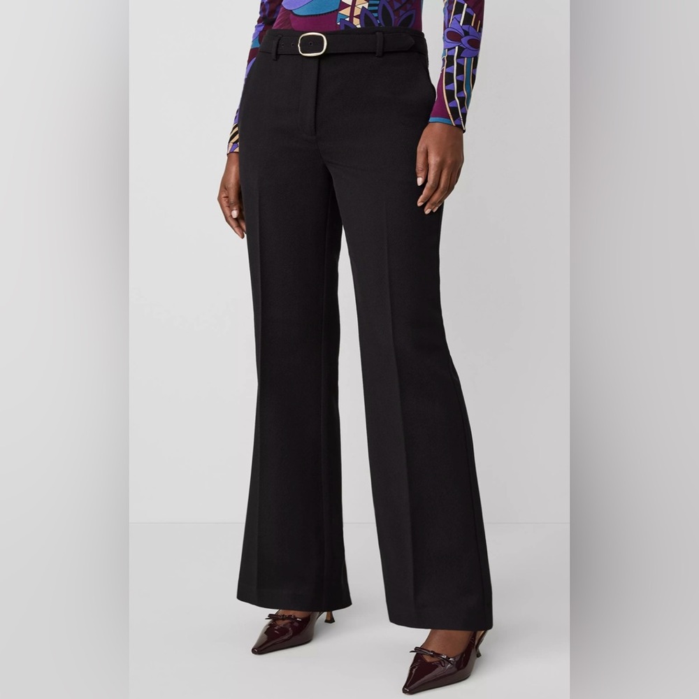 Ann Taylor Belted Black Boot Cut Flare Pants